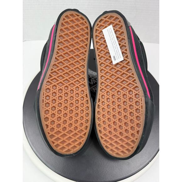VANS Knu Skool Skate Platform Stacked Womens Size 7.5 Sneaker Black Pink Satin - Picture 8 of 9
